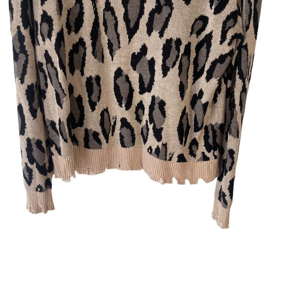Fate Women's Size Small Cheetah Animal Print Distressed Sweater - Picture 3 of 9